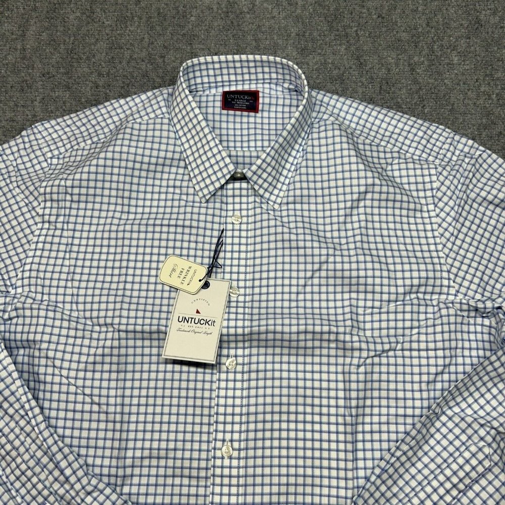 UNTUCKit Delaney WF Shirt Mens XLT Tall Regular Multicolor Check Button Up New - Picture 4 of 10